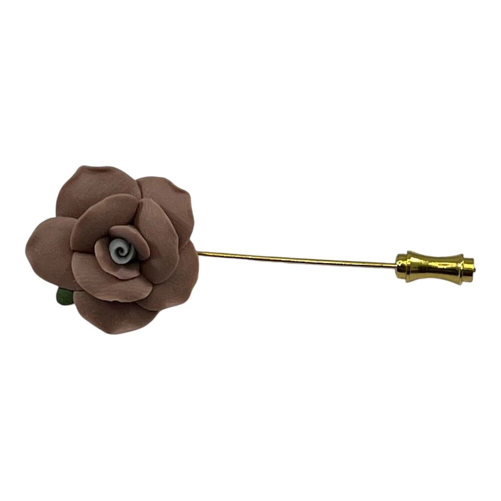 Lapel Stick Pin Mauve Rose Porcelain Flower Floral Pastel Victorian Vintage